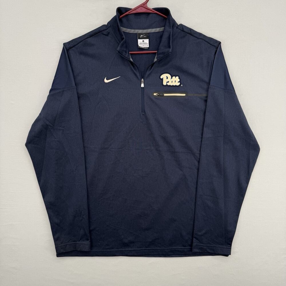 Nike Dri-FIT Pitt Panthers 1/4 Zip Pullover Jacket Men’s Large Navy Workout Gym - Picture 1 of 9